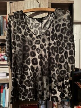 Susan Lawrence Black and Gray Sheer Leopard Tunic
